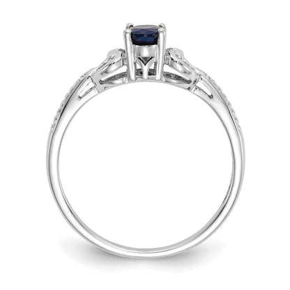 10K White Gold Sapphire And Diamond Ring