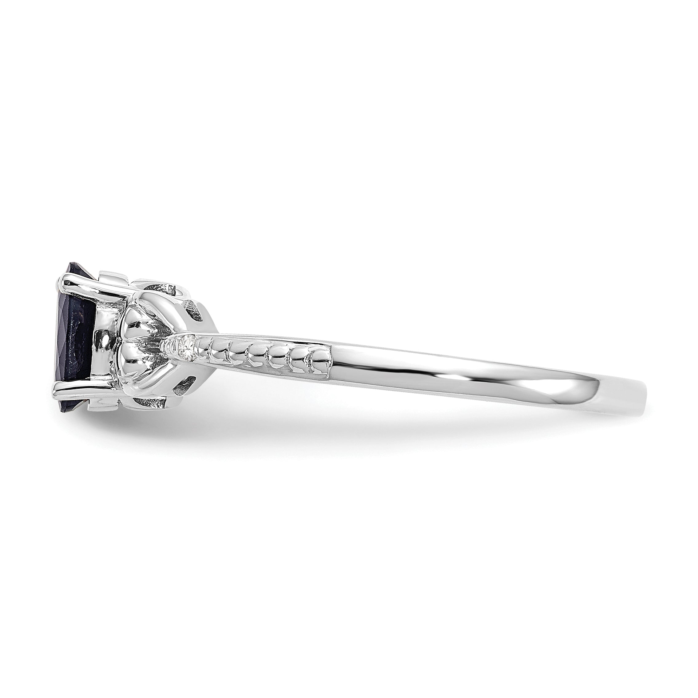 10K White Gold Sapphire And Diamond Ring