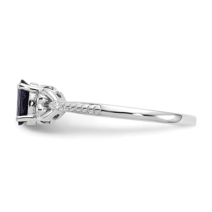 10K White Gold Sapphire And Diamond Ring