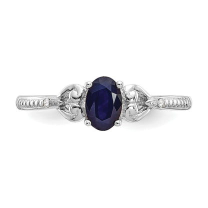 10K White Gold Sapphire And Diamond Ring