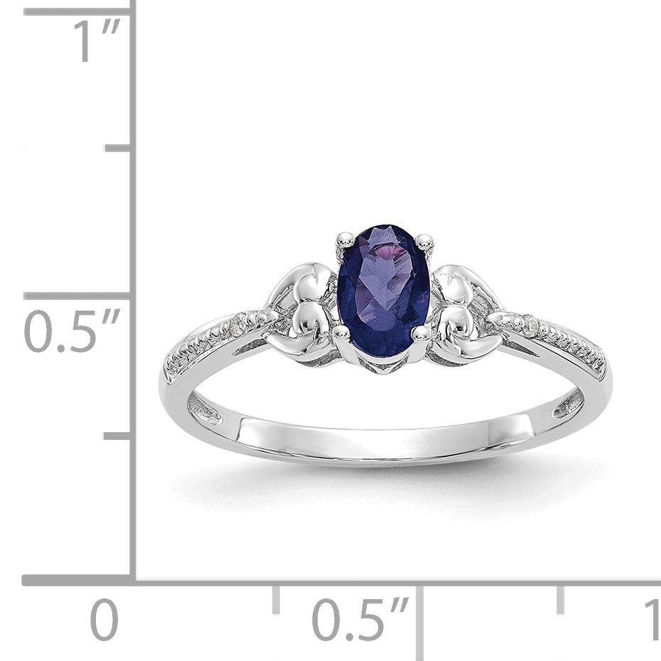 10K White Gold Sapphire And Diamond Ring