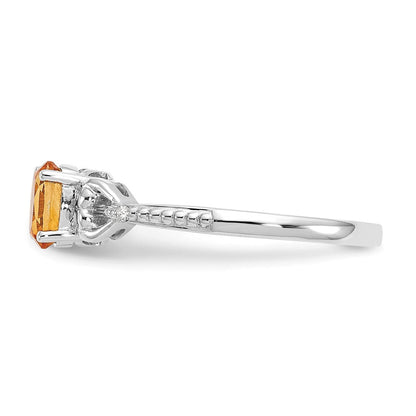 14K White Gold Citrine and Real Diamond Ring
