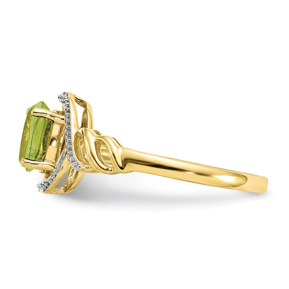 10K Yellow Gold Peridot and Real Diamond Ring