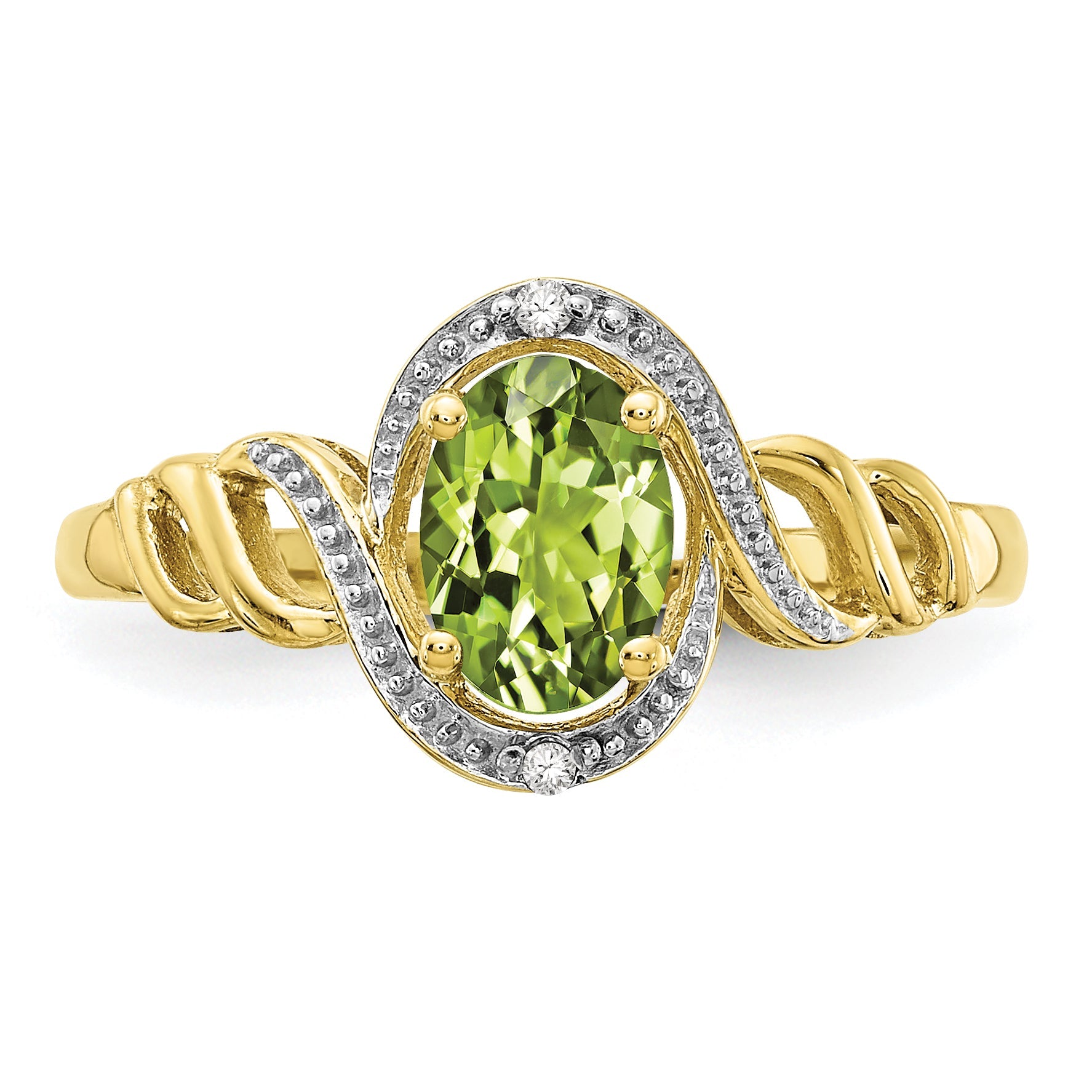 10K Yellow Gold 10K Peridot And Diamond Ring