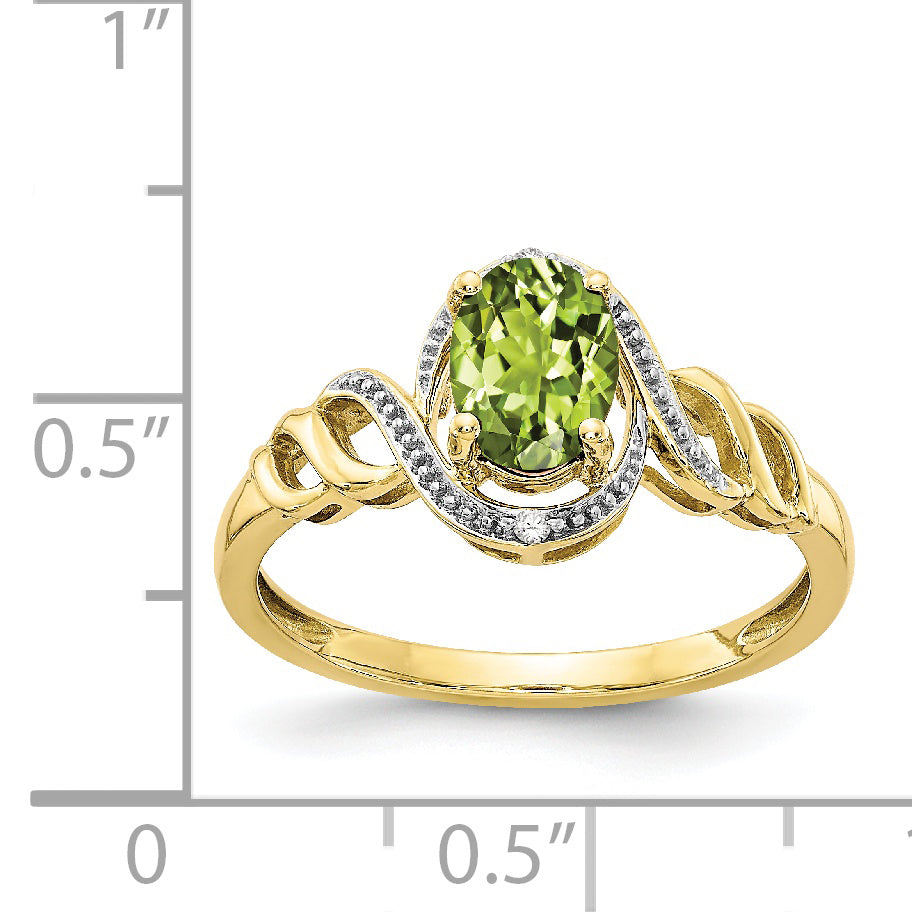 10K Yellow Gold 10K Peridot And Diamond Ring