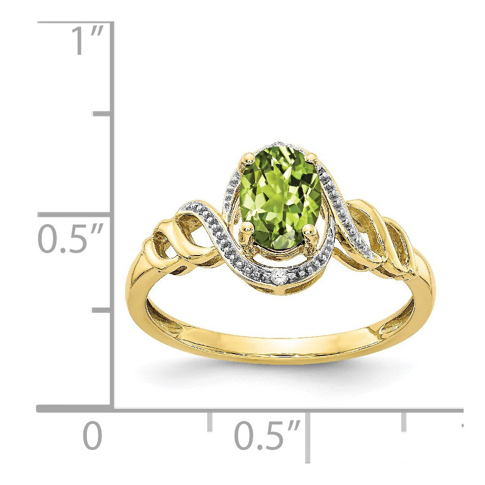10K Yellow Gold Peridot and Real Diamond Ring