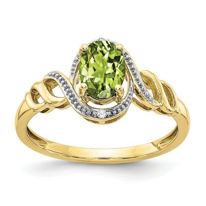 10K Yellow Gold 10K Peridot And Diamond Ring
