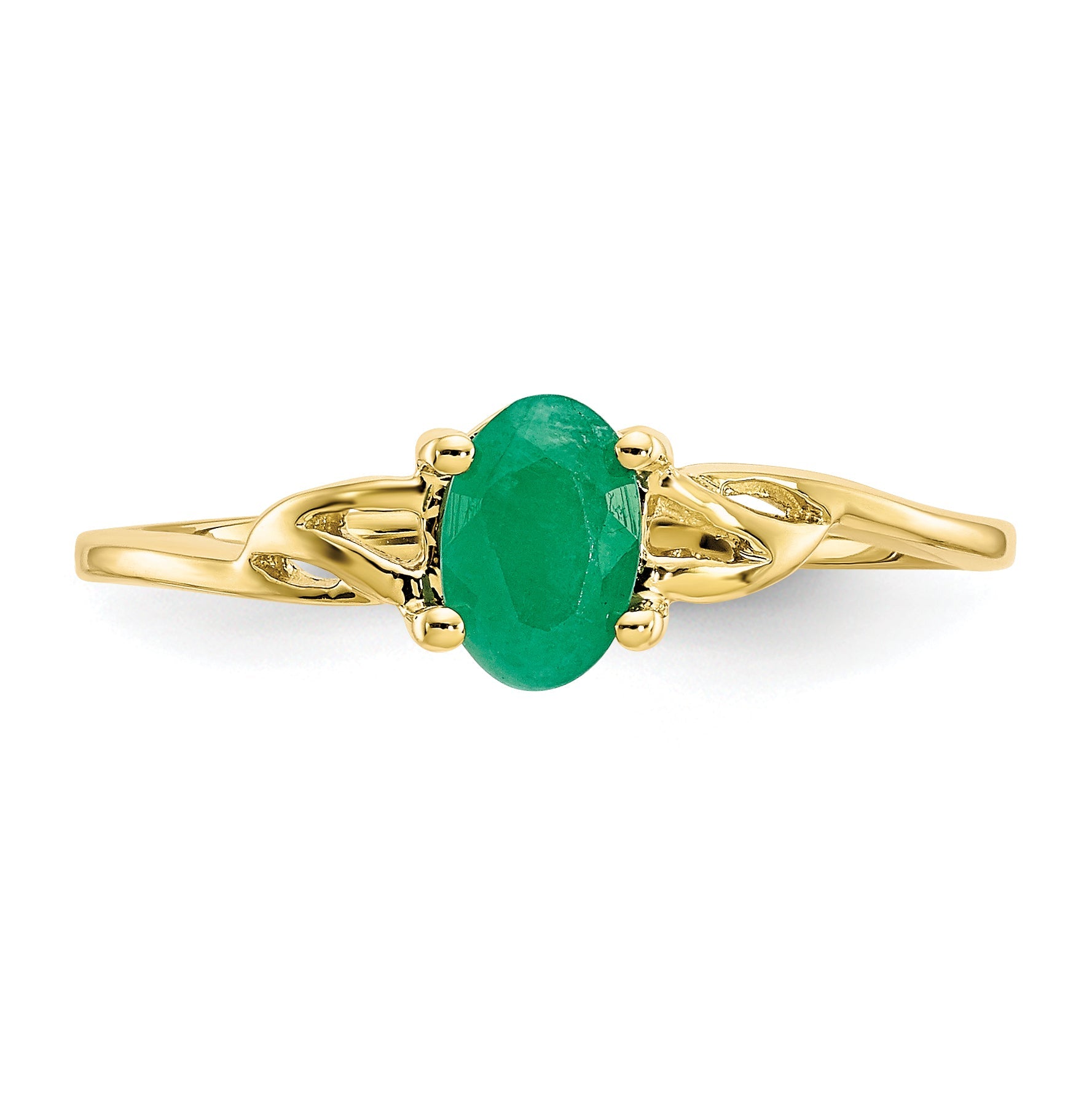 10K Yellow Gold Polished Genuine Emerald Birthstone Ring