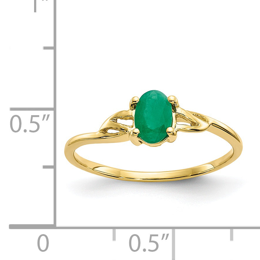 10K Yellow Gold Polished Genuine Emerald Birthstone Ring