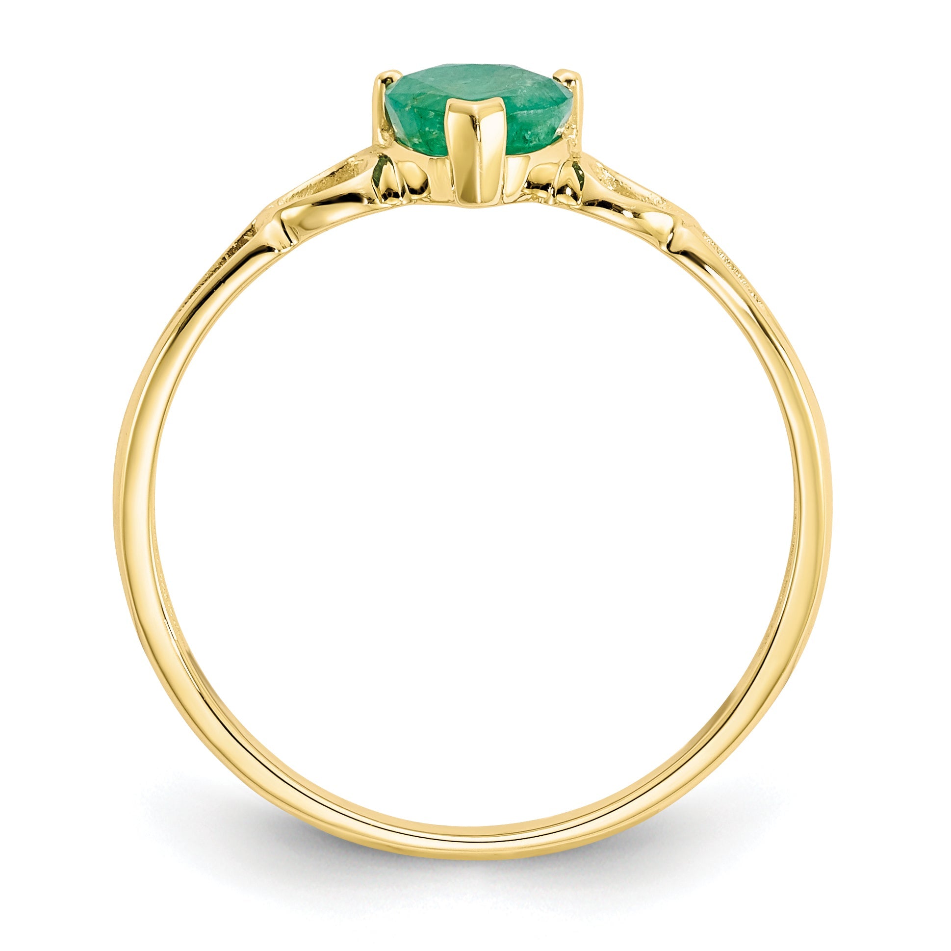 10K Yellow Gold Polished Genuine Emerald Birthstone Ring