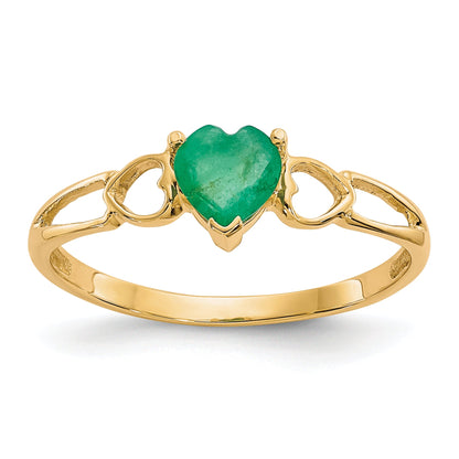 10K Yellow Gold Polished Genuine Emerald Birthstone Ring