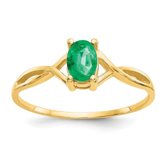 10K Yellow Gold Polished Genuine Emerald Birthstone Ring