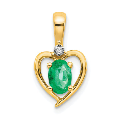 10K Yellow Gold 10K Diamond And Emerald Pendant