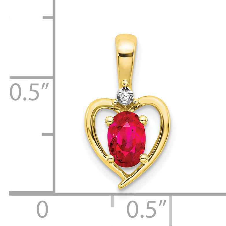 10K Yellow Gold 10K Diamond And Ruby Pendant