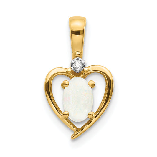 10K Yellow Gold 10K Diamond And Opal Pendant