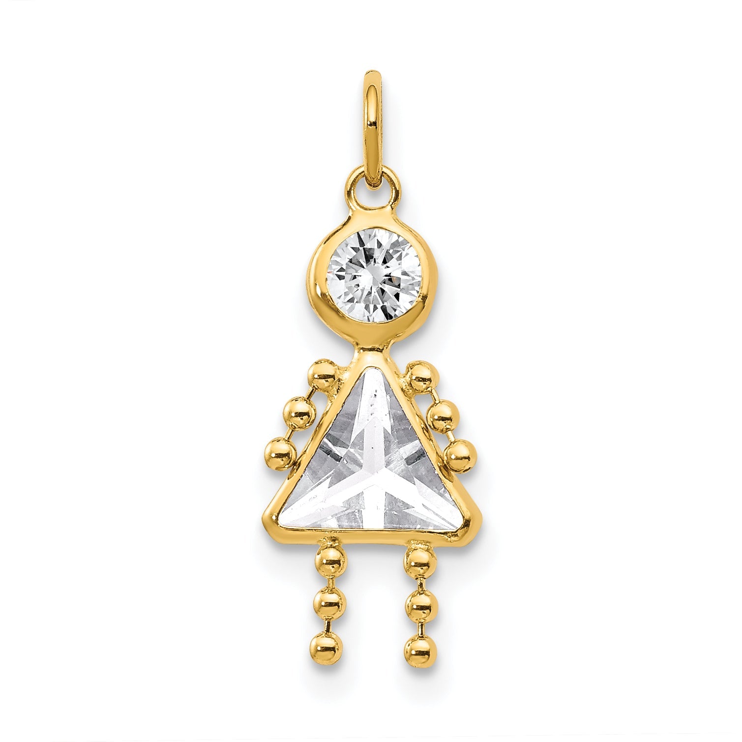 10K Yellow Gold April Girl Birthstone Charm