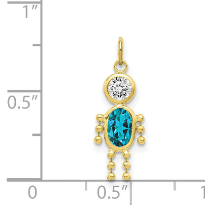 10K Yellow Gold December Boy Birthstone Charm