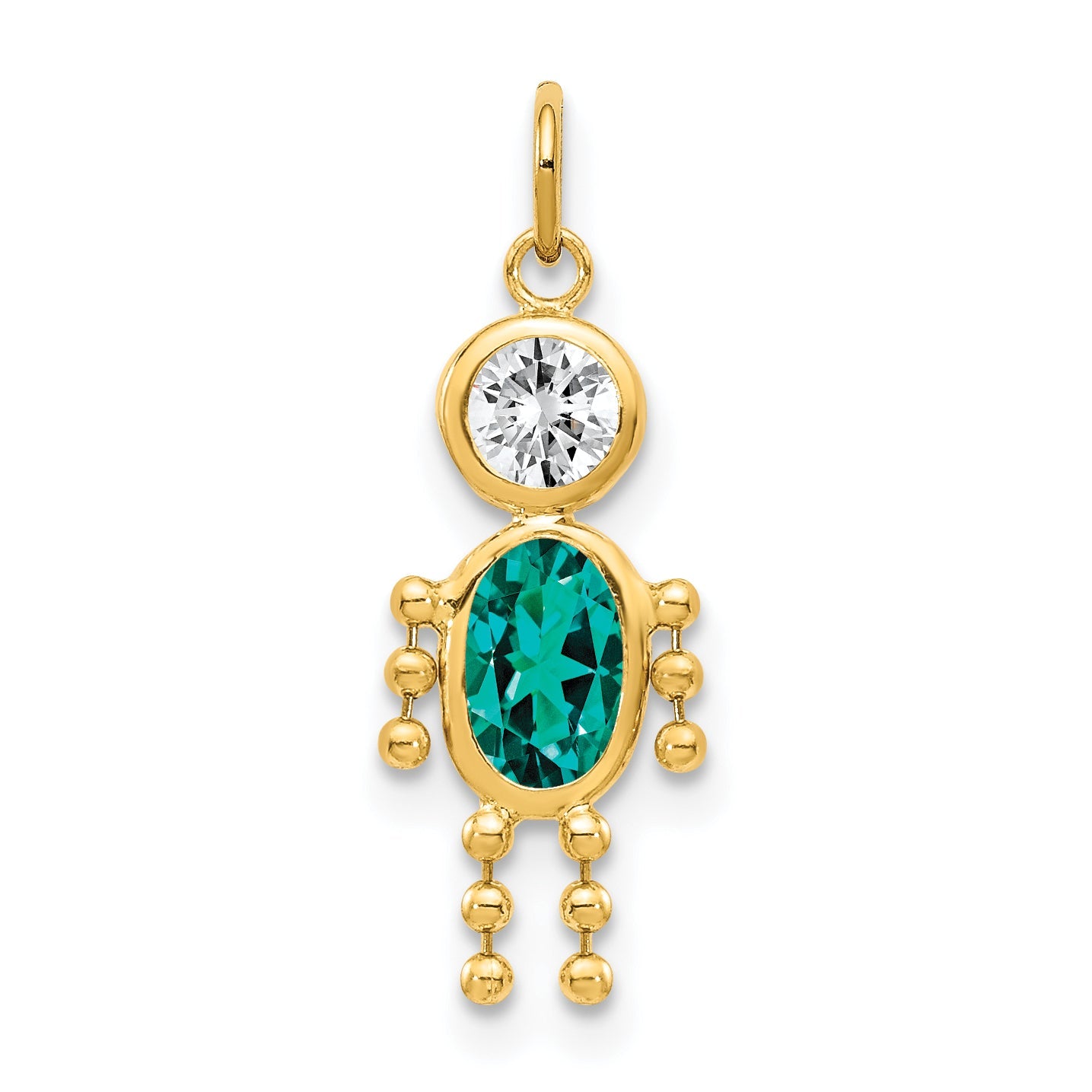 10K Yellow Gold December Boy Birthstone Charm