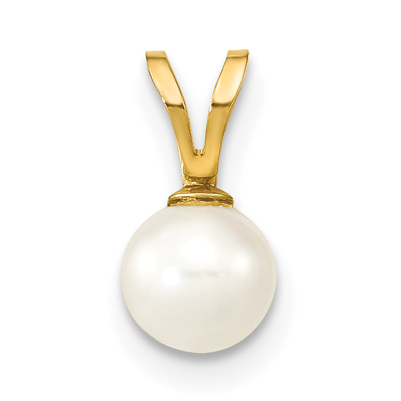 10K Yellow Gold 10K 5-6mm White Round Freshwater Cultured Pearl Pendant
