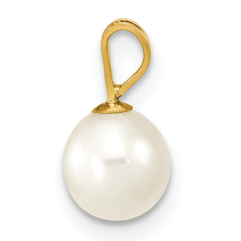 10K Yellow Gold 10K 6-7mm White Round Freshwater Cultured Pearl Pendant