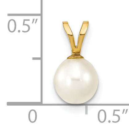 10K Yellow Gold 10K 6-7mm White Round Freshwater Cultured Pearl Pendant