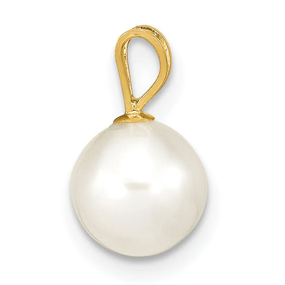10K Yellow Gold 10K 7-8mm White Round Freshwater Cultured Pearl Pendant