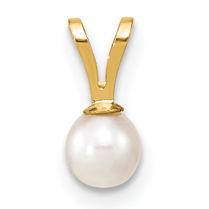 10K Yellow Gold 4-5mm White Round Freshwater Cultured Pearl Pendant