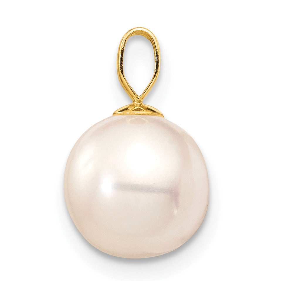 10K Yellow Gold 10K 8-9mm White Round Freshwater Cultured Pearl Pendant