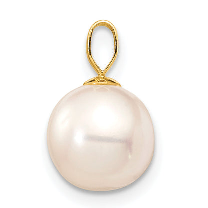 10K Yellow Gold 10K 8-9mm White Round Freshwater Cultured Pearl Pendant