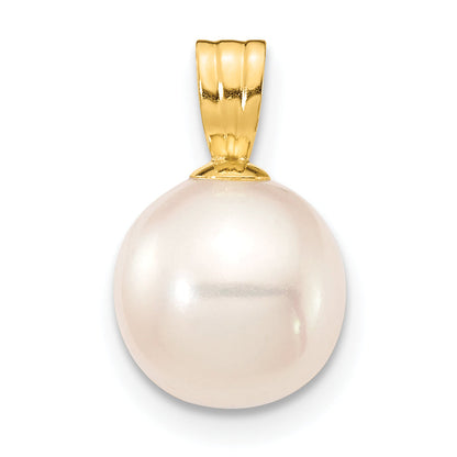 10K Yellow Gold 10K 8-9mm White Round Freshwater Cultured Pearl Pendant