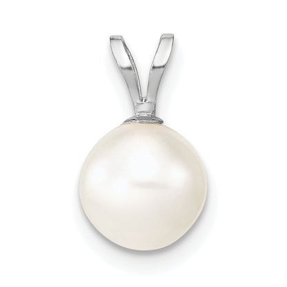 10K White Gold 7-8mm Round Freshwater Cultured Pearl Pendant