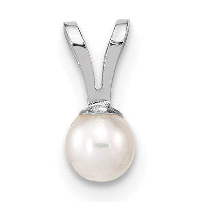 10K White Gold 3-4mm Round Freshwater Cultured Pearl Pendant