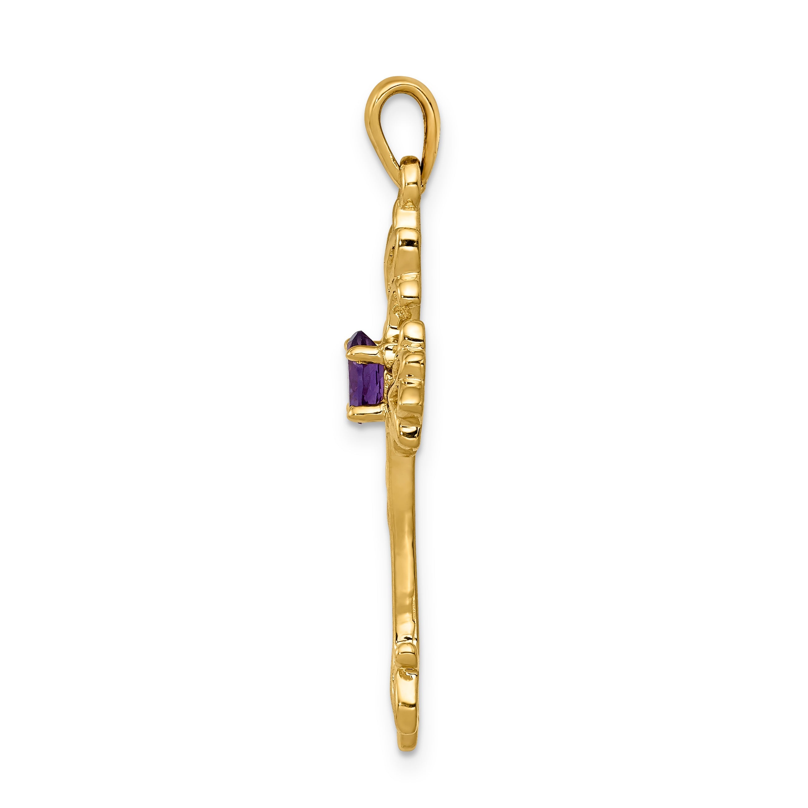 10K Yellow Gold 10K Polished Amethyst Cross Pendant