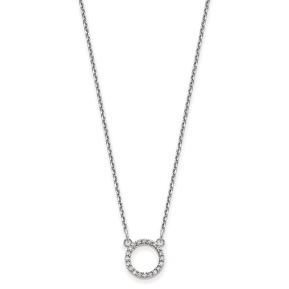 10K White Gold Diamond Open Circle Necklace