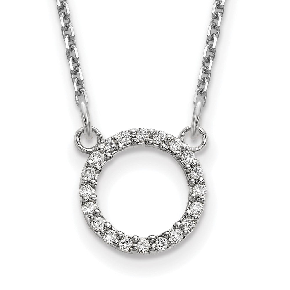 10K White Gold Diamond Open Circle Necklace