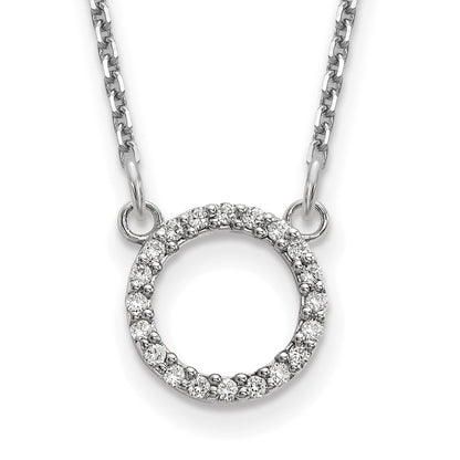10K White Gold Diamond Open Circle Necklace