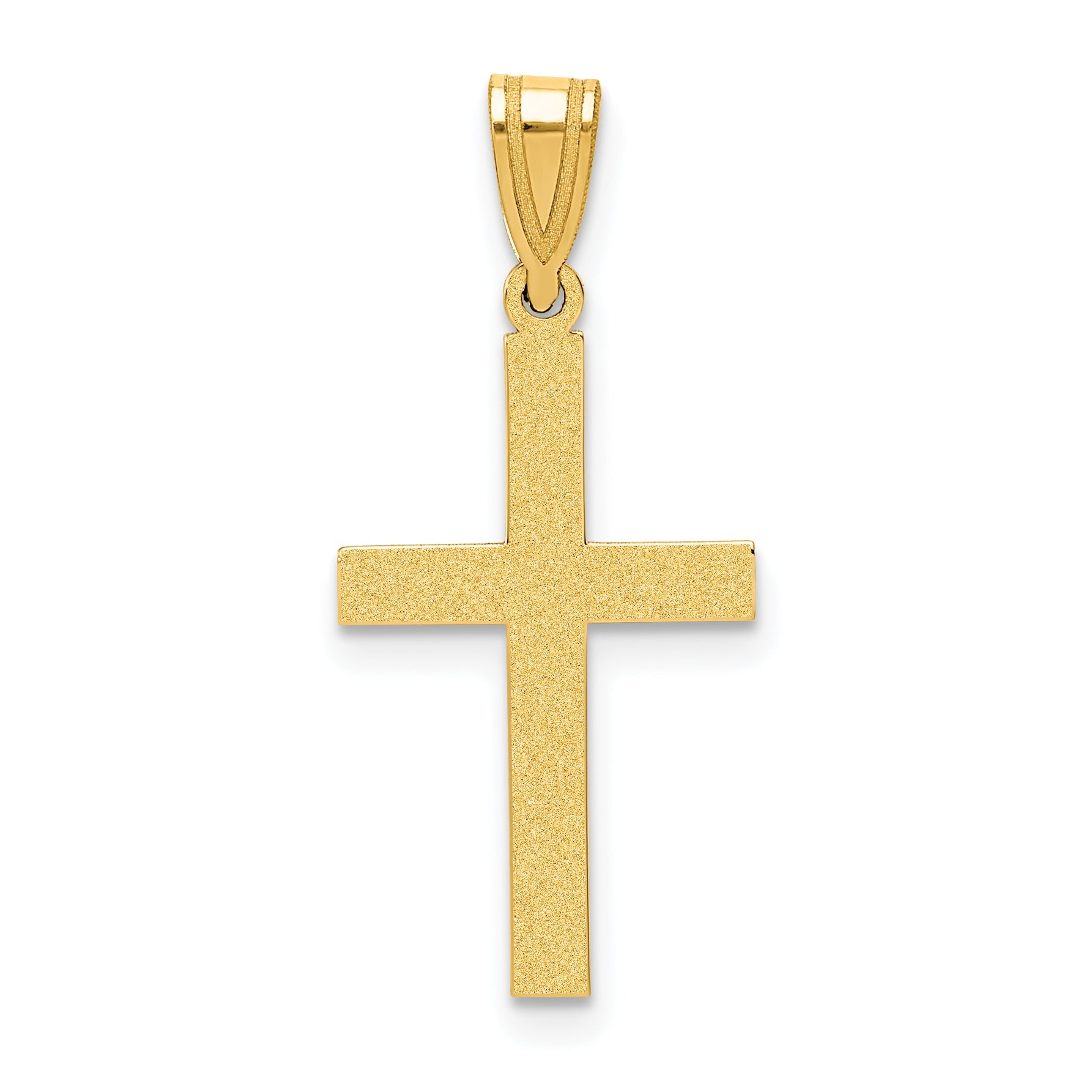 10K Yellow Gold Sandblasted Cross Pendant