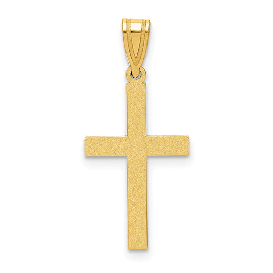 10K Yellow Gold Sandblasted Cross Pendant