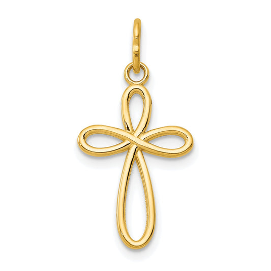 10K Yellow Gold Polished Cross Pendant