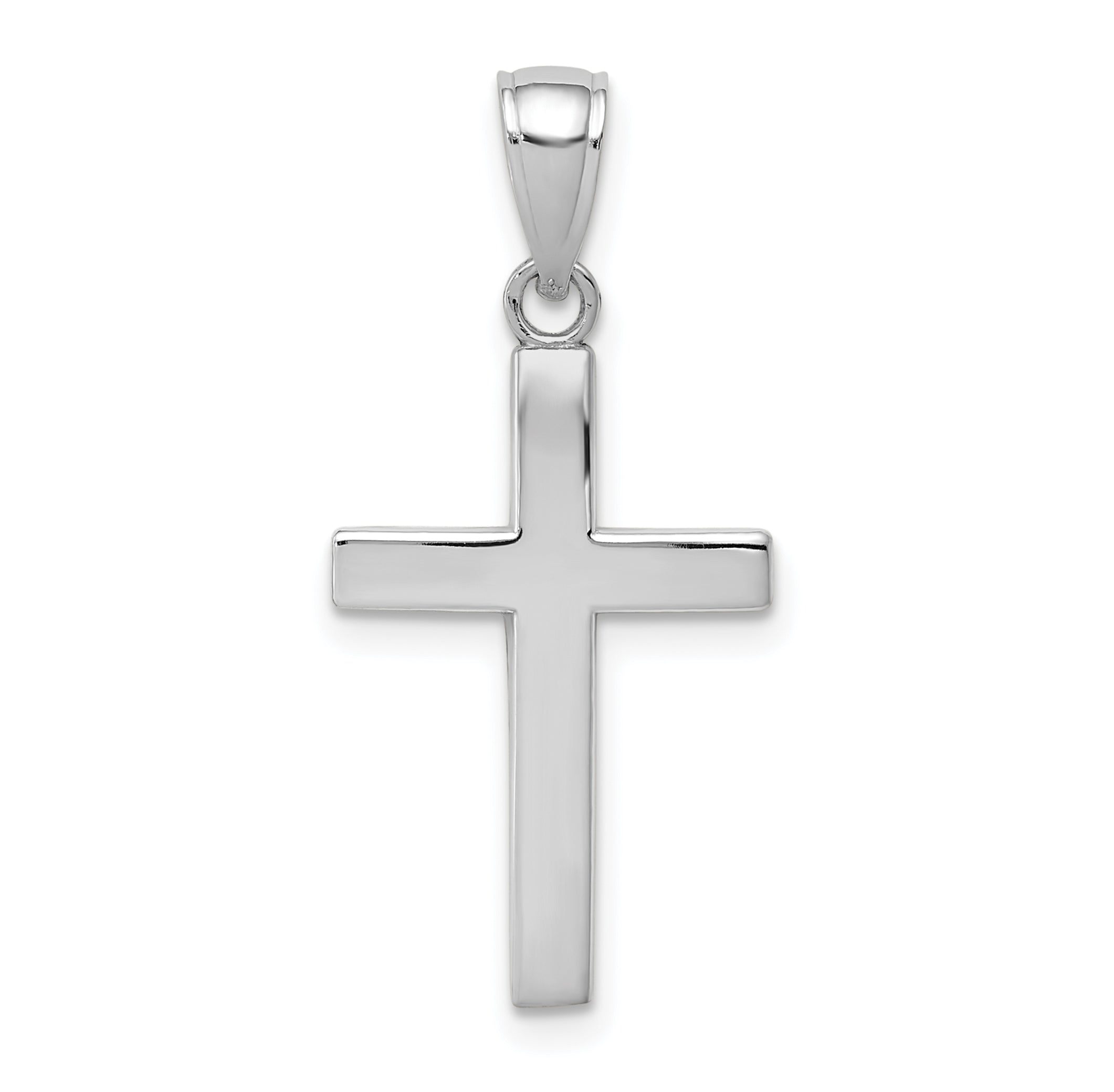 10K White Gold Polished Cross Pendant