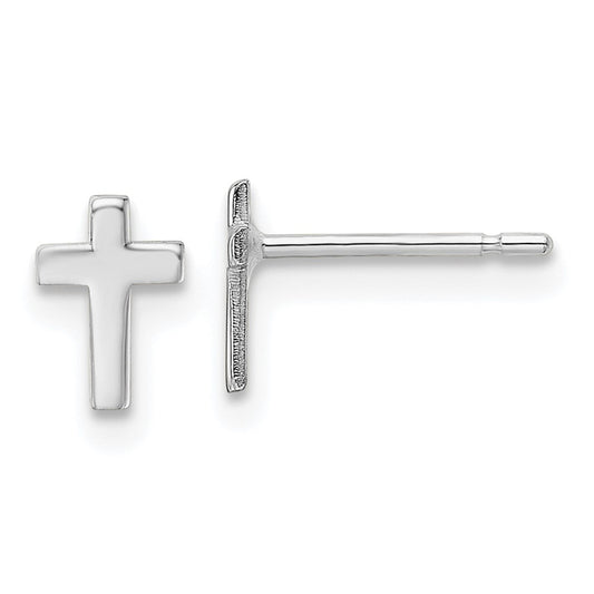10K White Gold Polished Cross Post Earrings