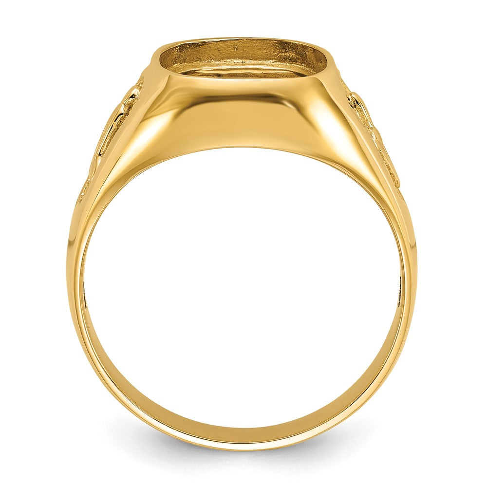 10K Yellow Gold Men'S Polished And Textured Masonic Ring Mounting