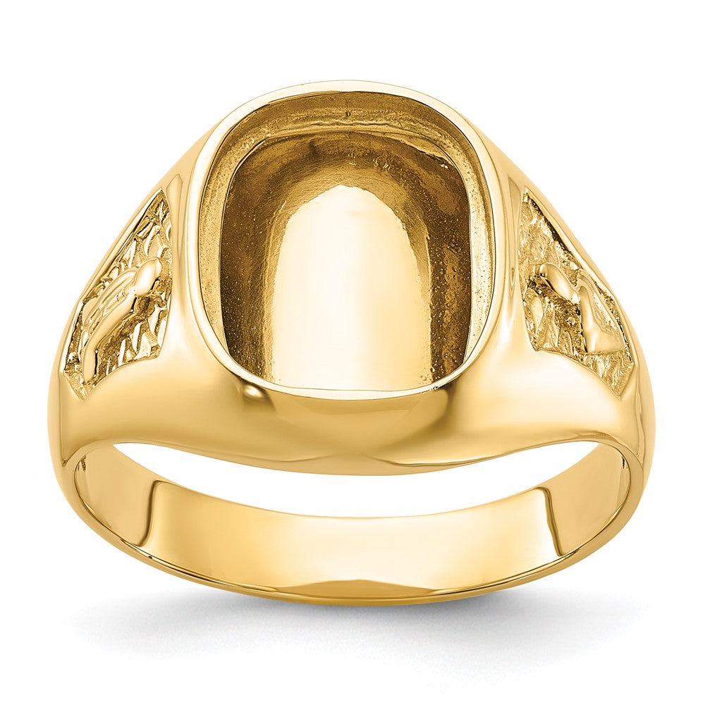 10K Yellow Gold Men'S Polished And Textured Masonic Ring Mounting