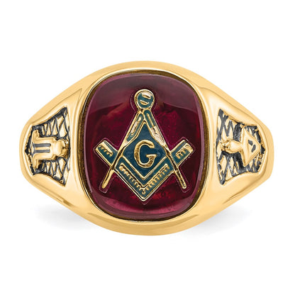 10K Yellow Gold Men'S Polished And Textured Masonic Ring Mounting
