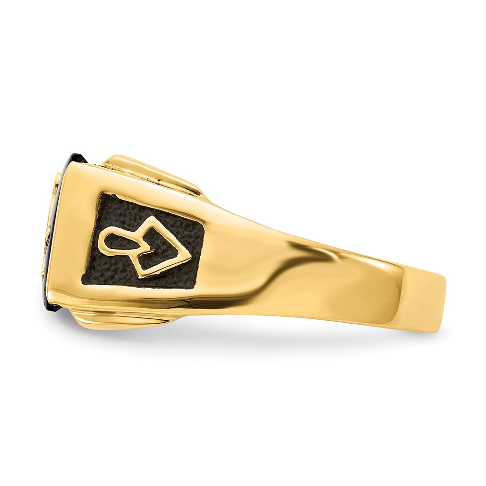 10K Yellow Gold Men'S Polished And Textured Masonic Ring Mounting