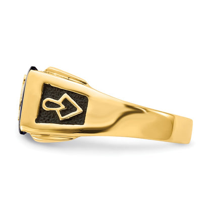 10K Yellow Gold Men'S Polished And Textured Masonic Ring Mounting