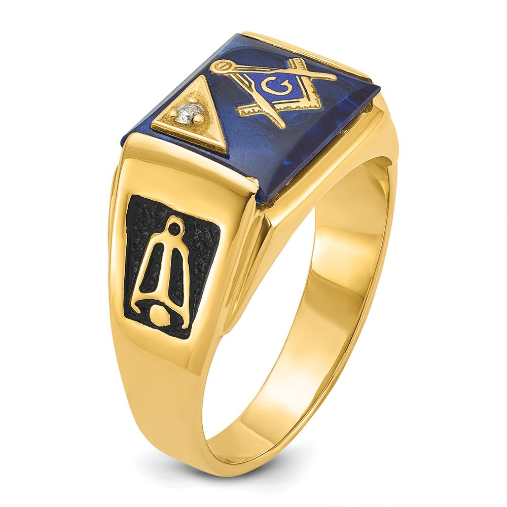 10K Yellow Gold Men'S Polished And Textured Masonic Ring Mounting