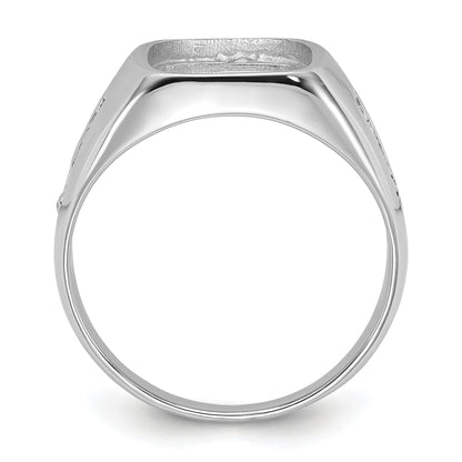 10K White Gold Men'S Polished And Grooved Masonic Ring Mounting