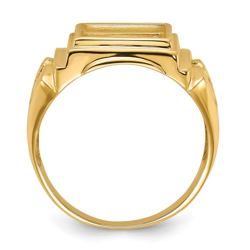 10K Yellow Gold Men'S Polished And Textured Masonic Ring Mounting