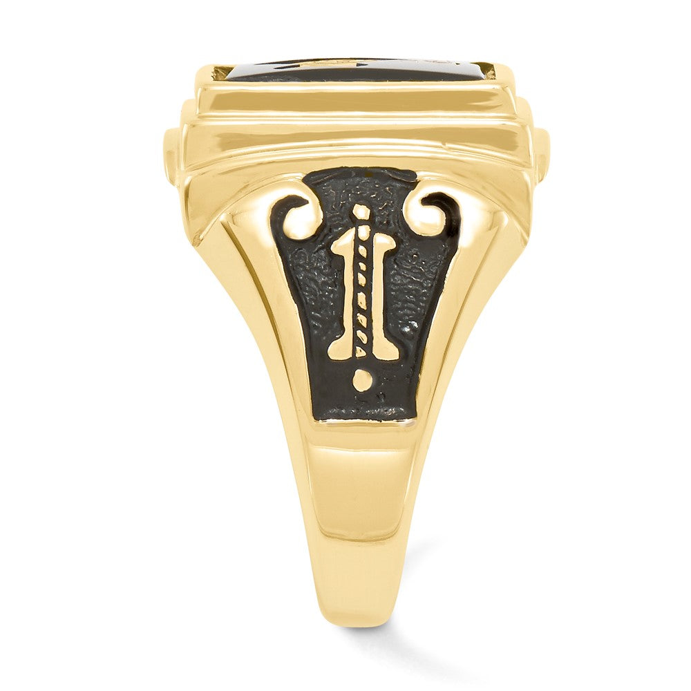 10K Yellow Gold Men'S Polished And Textured Masonic Ring Mounting